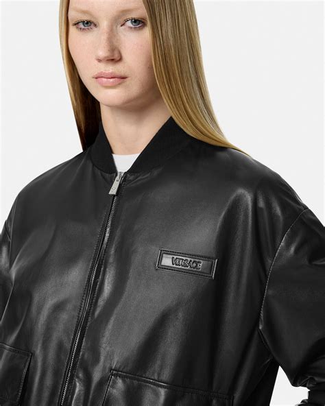 versace 27021701000|Leather Blouson Jacket Black .